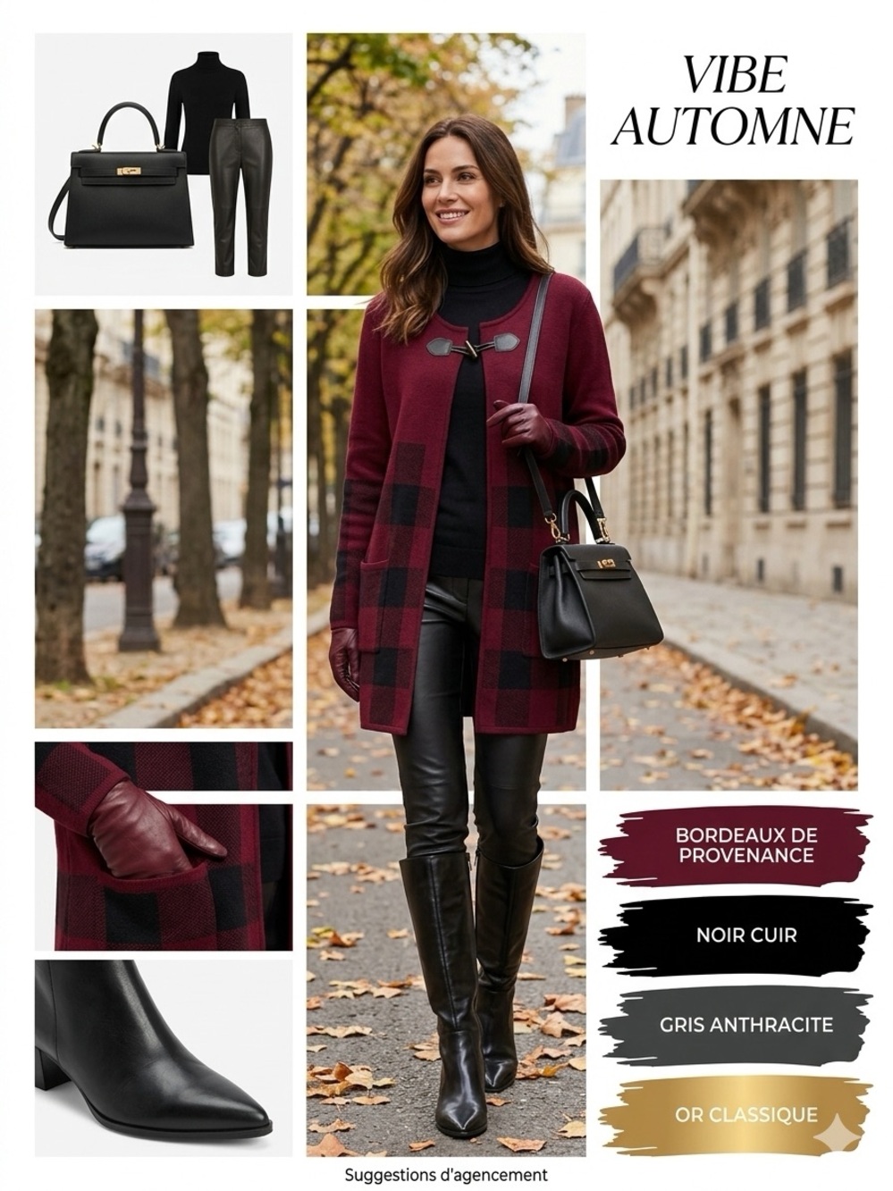 Tunic Cardigan in Bordeaux Plaid - Women XL